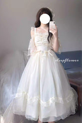 Spring Confession Ruffle Bowknot Mesh Sweet Lolita Jsk Dress (Long and Short Version) 2 Colors